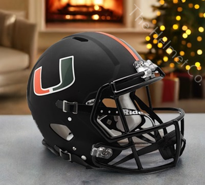 University of Miami Hurricanes Authentic Black Miami Nights Speed Football Helmet