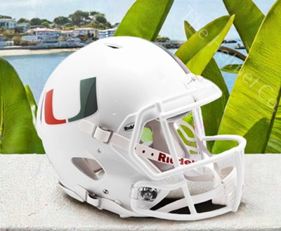 University of Miami Hurricanes Authentic White Speed Football Helmet