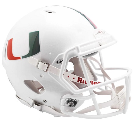 University of Miami Hurricanes Authentic White Speed Football Helmet